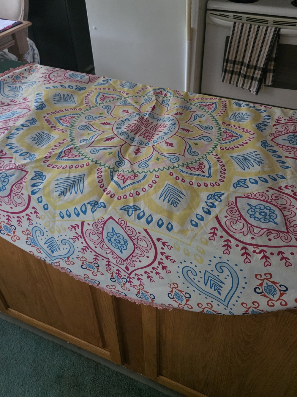 Printed Mandala Beach Sand Cover - Yellow, Blue & Pink